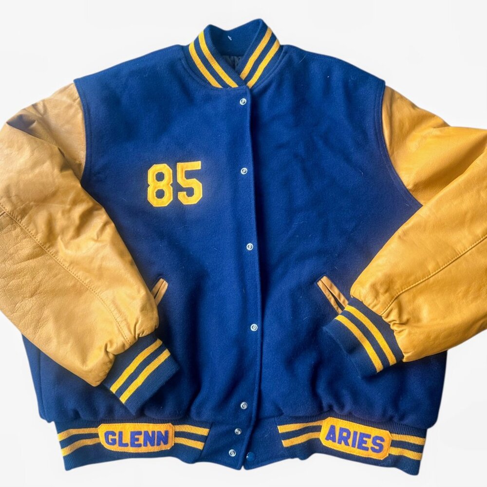 Vintage 1985 Warrensville Varsity Letterman Jacket Wool Leather Basketball Track